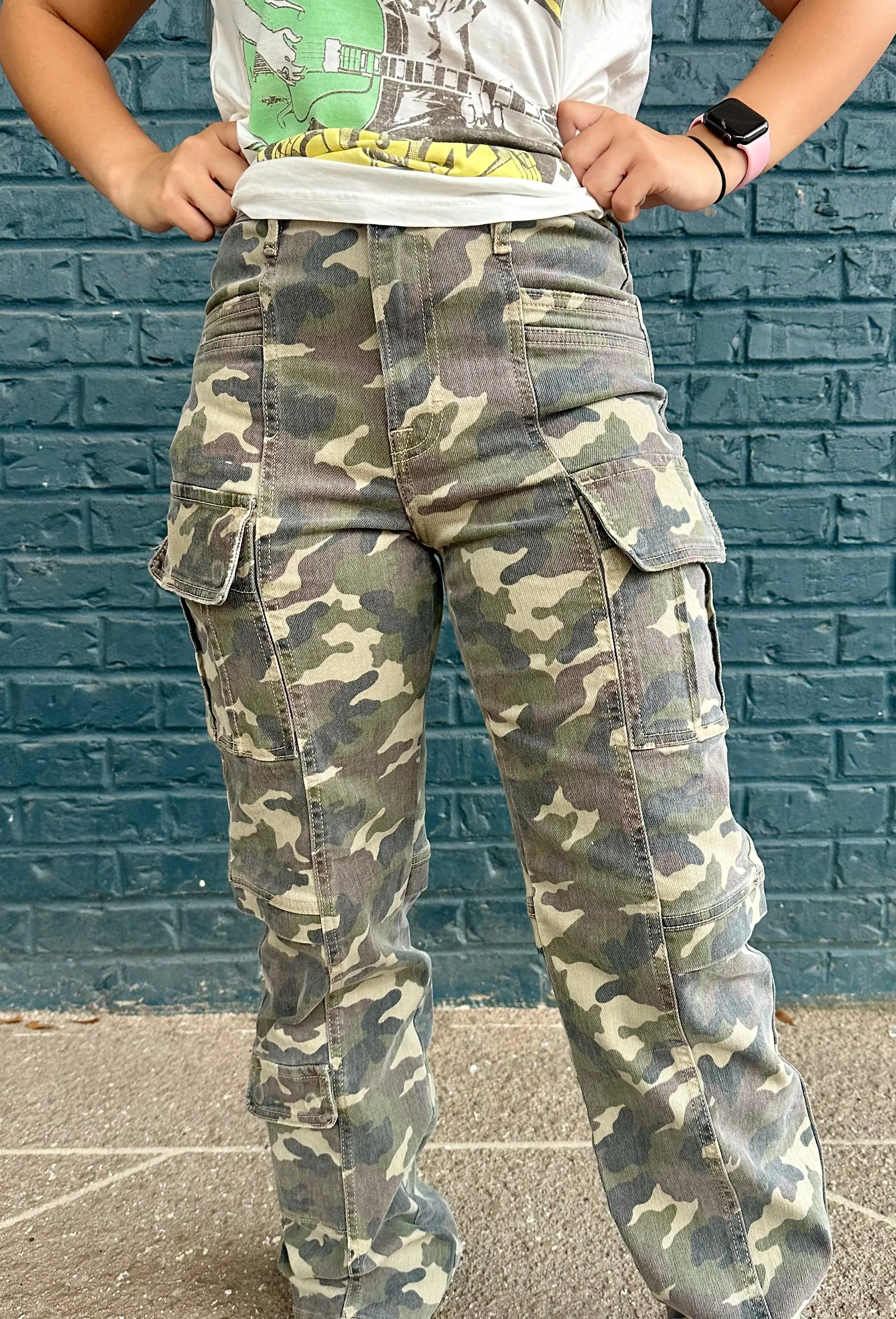 Tracey Camo Cargo Straight Stretch Jean