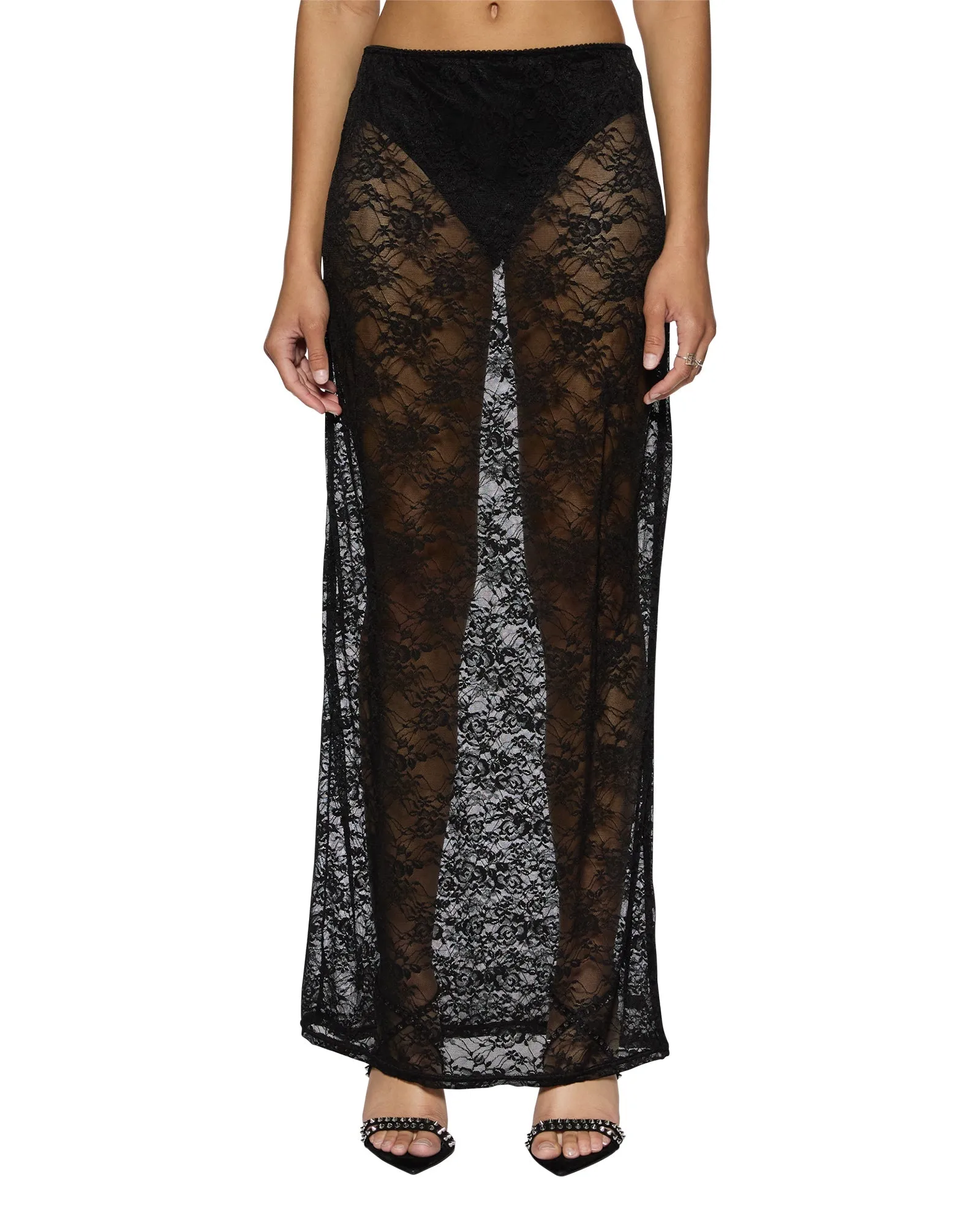 VENEDA SLIP SKIRT BLACK LACE