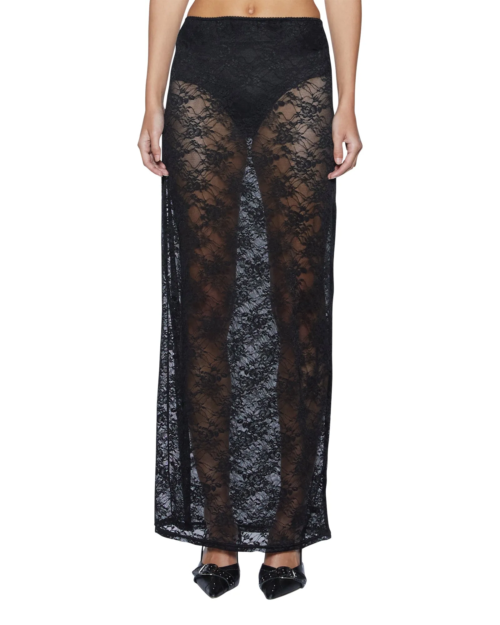 VENEDA SLIP SKIRT BLACK LACE