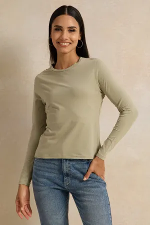 Women Green Crew Neck T-Shirt